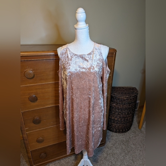 mts Dresses & Skirts - CRUSHED Velvet Cold Shoulder Mini DRESS